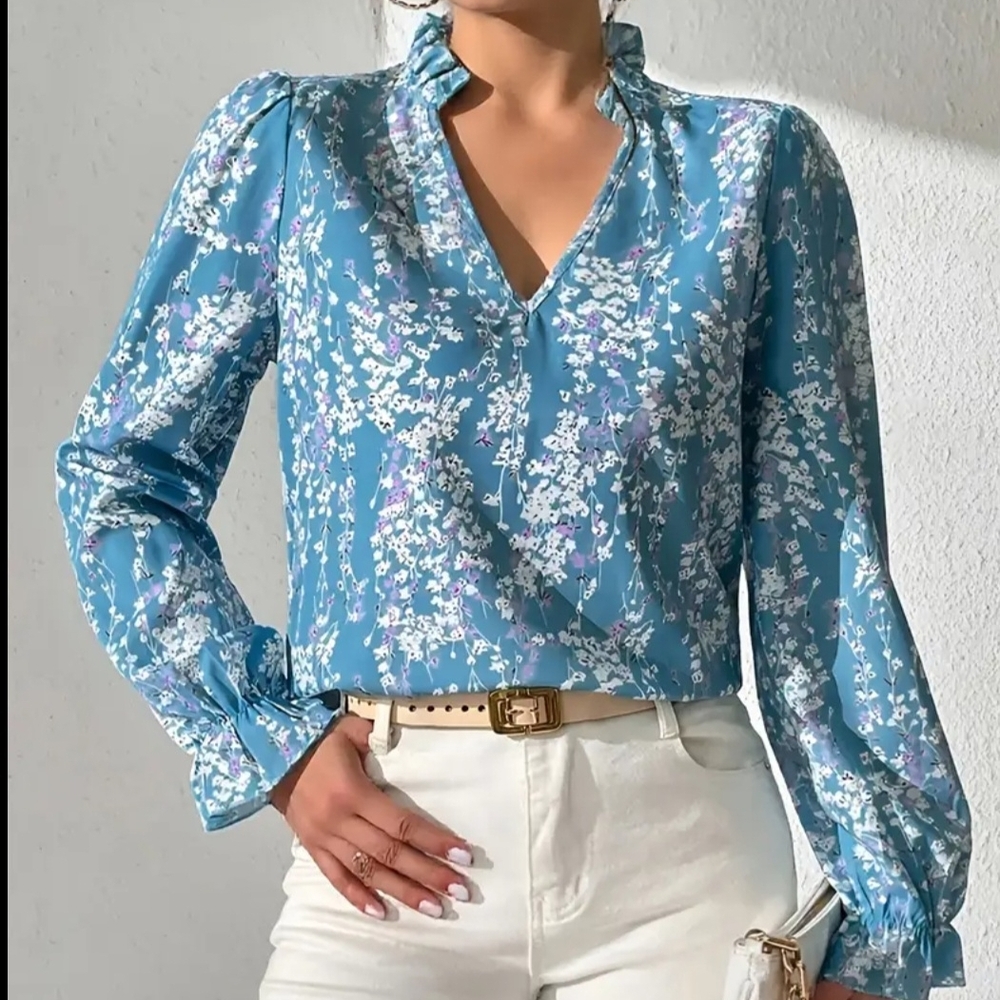 Floral Blue Women's Top